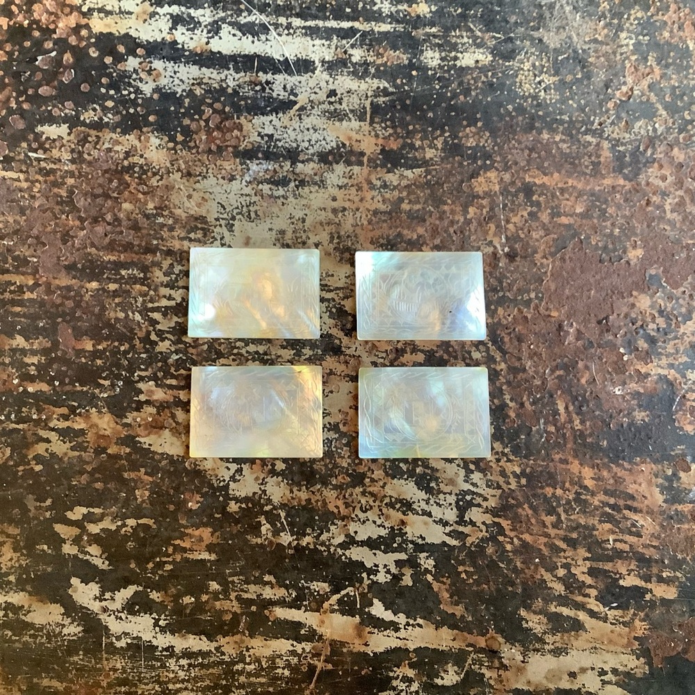 Antique Chinese Mother of Pearl Gaming Counters 4 pieces